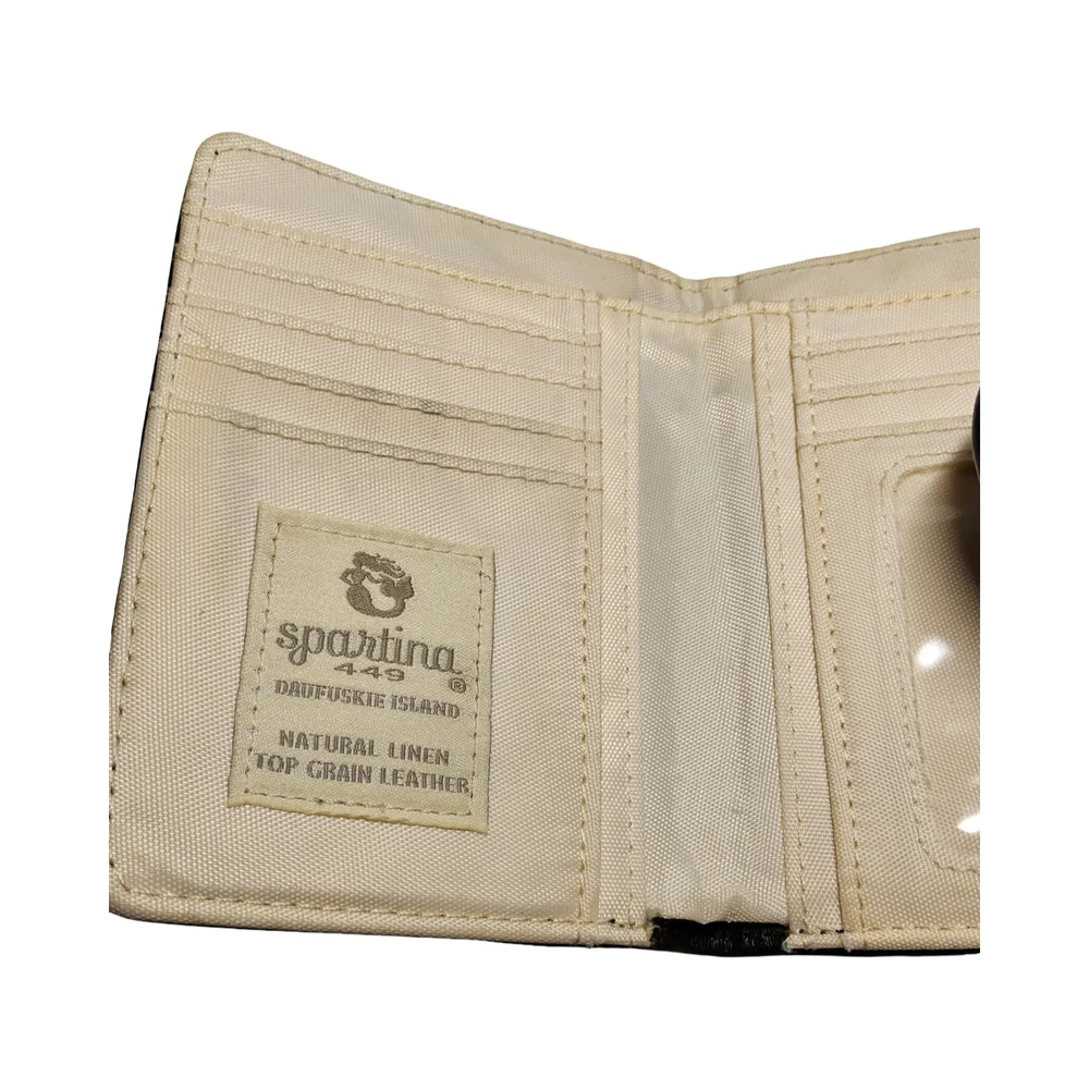 Prelovwd Spartina 449 Cream Linen Top Grain Leather Wallet